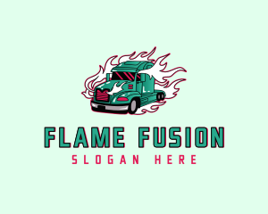 Flaming Freight Truck logo design