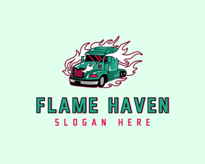 Flaming Freight Truck logo design