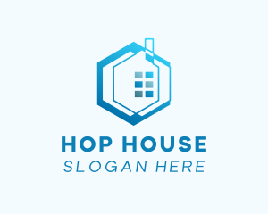 Blue Hexagon House logo design