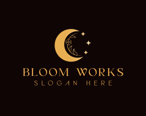 Boho Floral Moon logo design