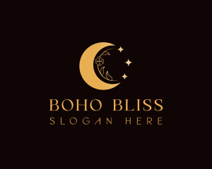 Boho Floral Moon logo design