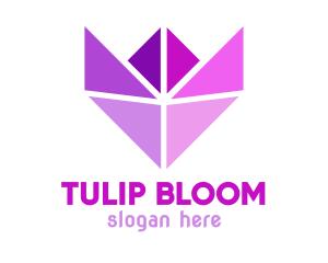 Geometric Origami Tulip logo design