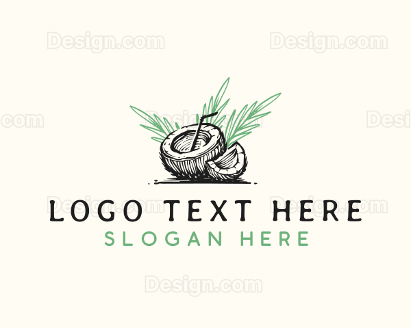 Coconut Tropical Drink Logo