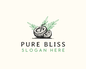 Coconut Tropical Drink logo design