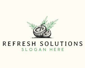 Coconut Tropical Drink logo design