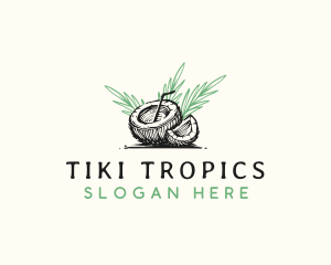 Coconut Tropical Drink logo design