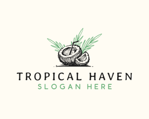 Coconut Tropical Drink logo design