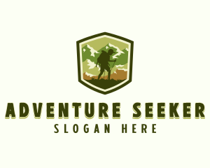 Adventure Hiking Backpacker logo design