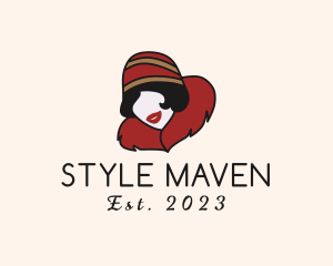 Fashion Fur Collar Woman logo design