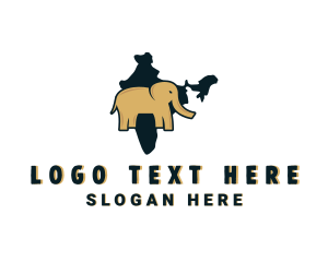 Indian Elephant Map Logo