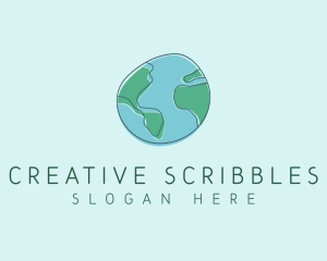 Fun Scribble Earth logo design