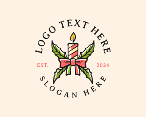 Christmas Candle Ribbon Logo