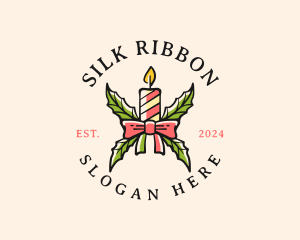 Christmas Candle Ribbon logo design