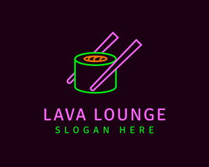 Neon Sushi Chopsticks logo design