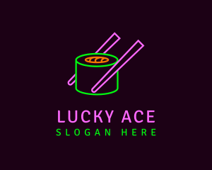 Neon Sushi Chopsticks logo design