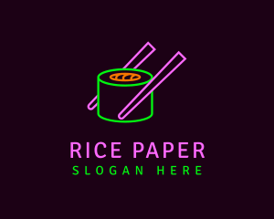 Neon Sushi Chopsticks logo design