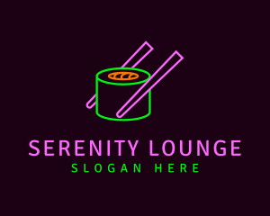 Neon Sushi Chopsticks logo design