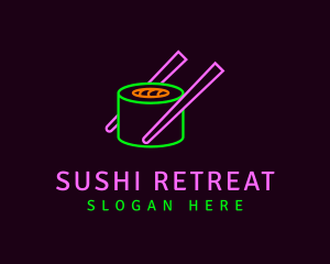 Neon Sushi Chopsticks logo design