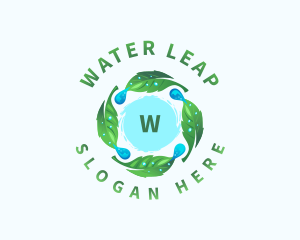 Natural Water Droplet Leaf logo design