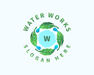 Natural Water Droplet Leaf logo design