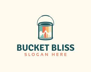 Paint Bucket Cityscape Painting logo design