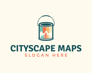 Paint Bucket Cityscape Painting logo design