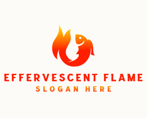 Fish Flame BBQ logo design