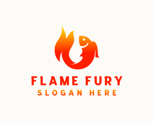 Fish Flame BBQ logo design