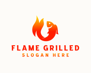 Fish Flame BBQ logo design