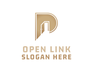 Gold Door Letter P logo