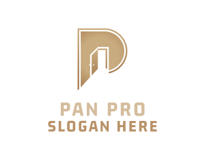 Gold Door Letter P logo design