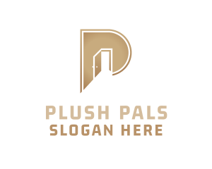 Gold Door Letter P logo design