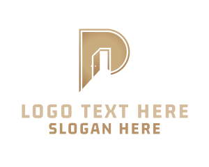 High Class - Gold Door Letter P logo design