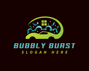 Bubble Car Wash Cleaning logo design