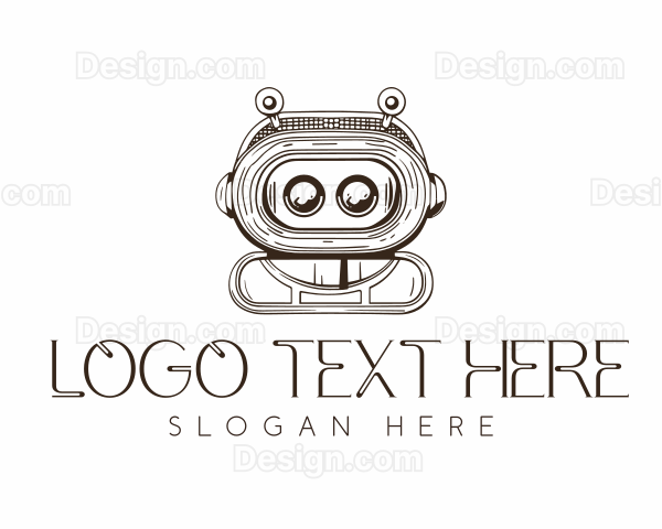 Vintage Robot Tech Logo