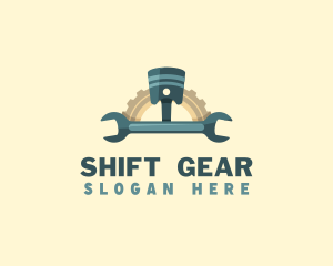 Piston Wrench Gear Mechanic logo design