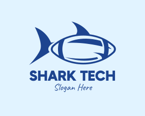 Blue Football Shark logo design