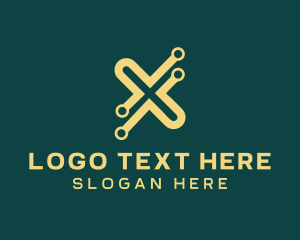 Yellow Letter X Tech logo design