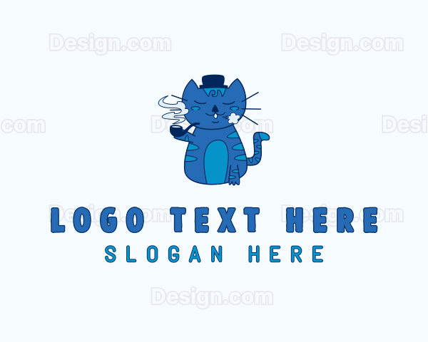 Smoking Cat Cartoon Logo