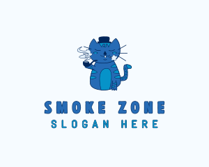 Smoking Cat Cartoon logo design