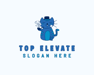 Smoking Cat Cartoon logo design