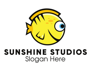 Round Yellow Fish logo design