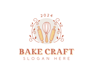 Whisk Baker Rolling Pin logo design