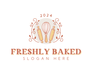 Whisk Baker Rolling Pin logo design