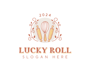 Whisk Baker Rolling Pin logo design