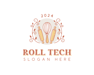 Whisk Baker Rolling Pin logo design