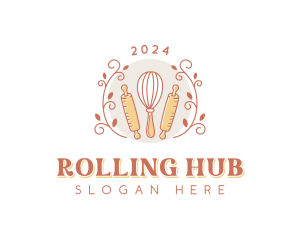 Whisk Baker Rolling Pin logo design