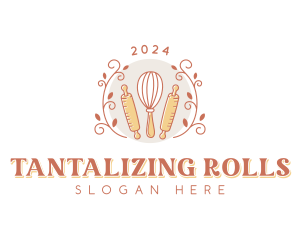 Whisk Baker Rolling Pin logo design