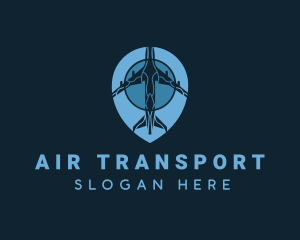 Location Pin Plane Transport logo design