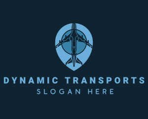 Location Pin Plane Transport logo design